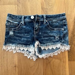 Lace Denim Shorts